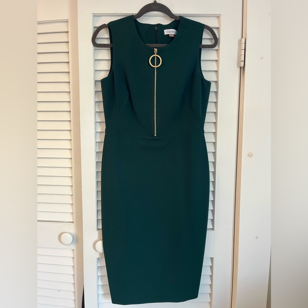 Green Calvin Klein work dress